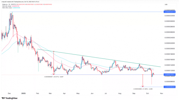 Shiba Inu под угрозой из-за распродажи китов и редкого технического паттерна
Shiba Inu под угрозой из-за распродажи китов и редкого технического паттерна