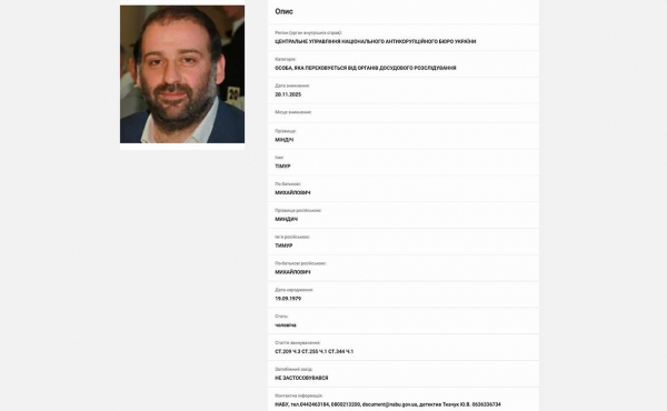 
                    Миндича объявили в розыск на Украине
                