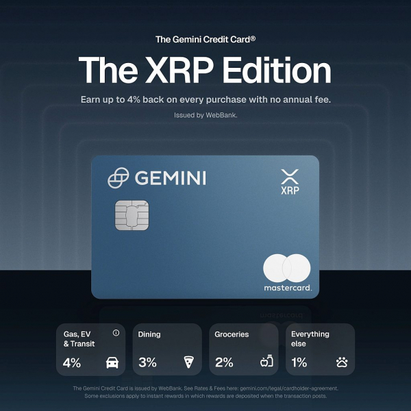 Gemini выпустила кредитную карту под брендом XRP с поддержкой Mastercard
Gemini выпустила кредитную карту под брендом XRP с поддержкой Mastercard