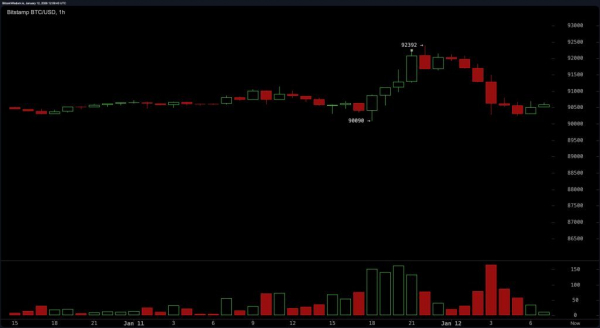 
                    Скачок биткоина выше $92,000 и откат к $90,000 говорит о фиксации прибыли                