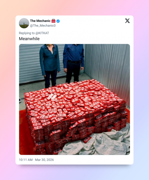 Кража 12 тонн батончиков KitKat стала новым мемом в стиле &laquo;мы тут ни при&nbsp;чём&raquo;